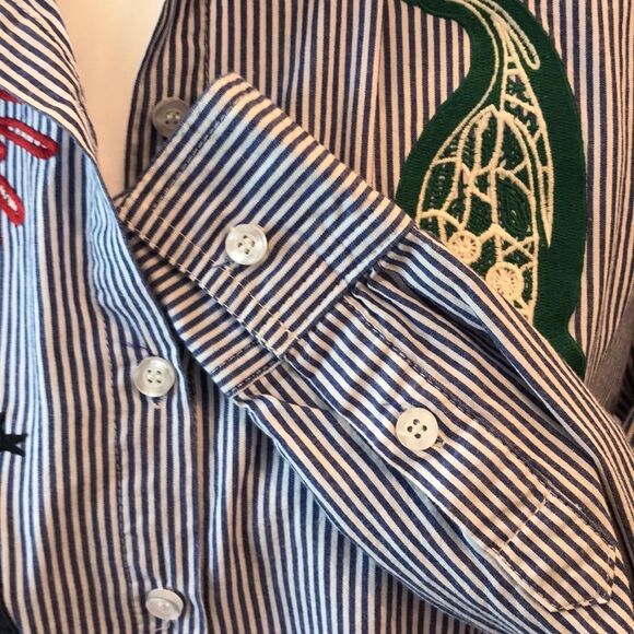 Aztec Southwestern Striped Button Down Shirt Sun Birds Sz S - Picture 8 of 10